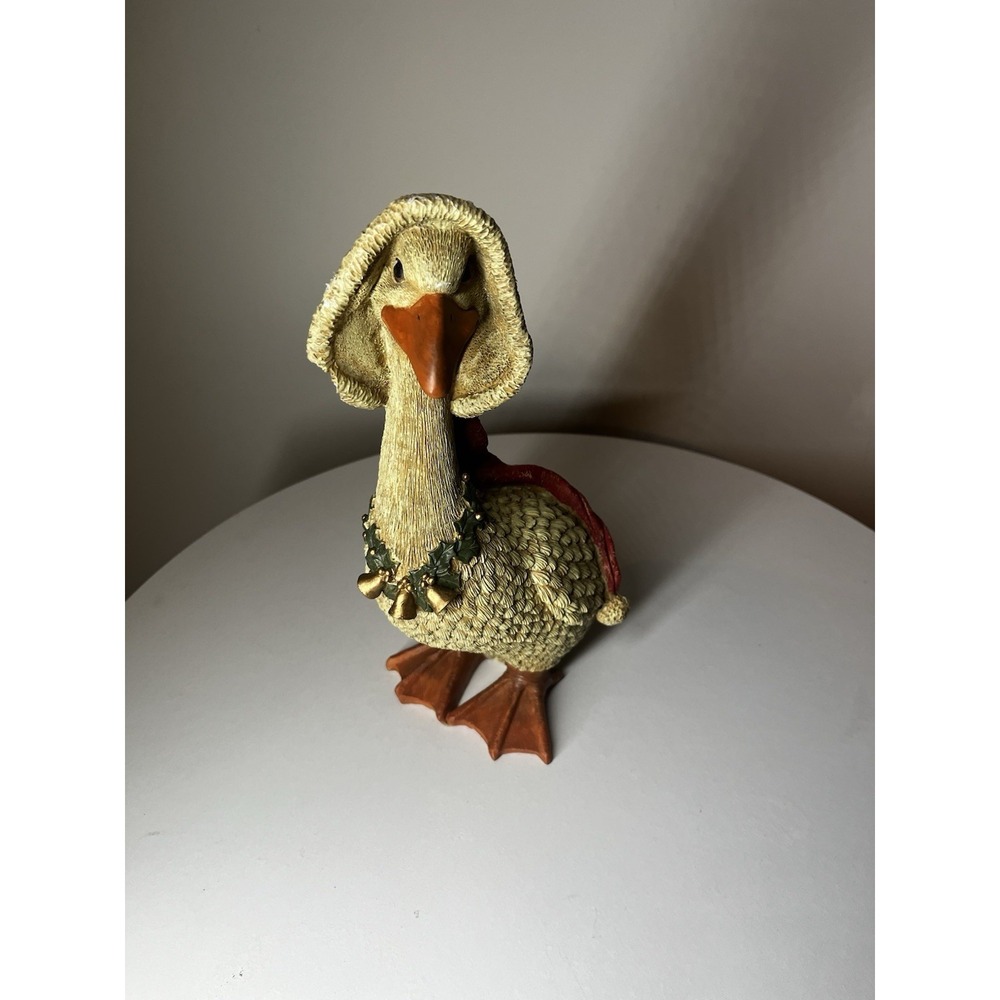 Vintage Christmas Goose  Universal Statuary‎ w/Red Santa Hat 12"  Cottagecore